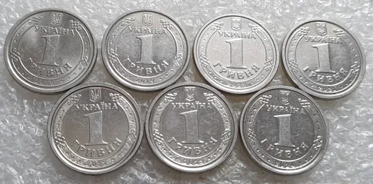 (7244) набір 1 гривня: 2018, 2019, 2020, 2021, 2022, 2023, 2024 - 7 монет одним лотом Ціна