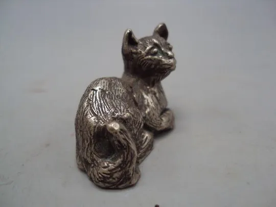 Фигура миниатюра статуэтка кот котик лежит кошка серебро 925 проба вес 38,23 г высота 2,9 см №14420 Продаж