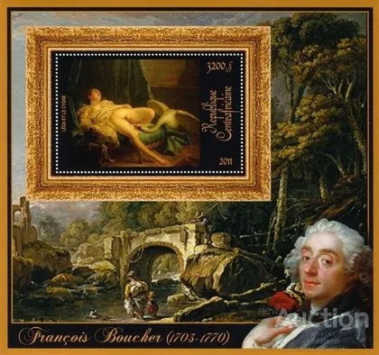 фото, ЦАР-Живопись-Франсуа Буше-2011.Чистый красивый Блок.MNH.