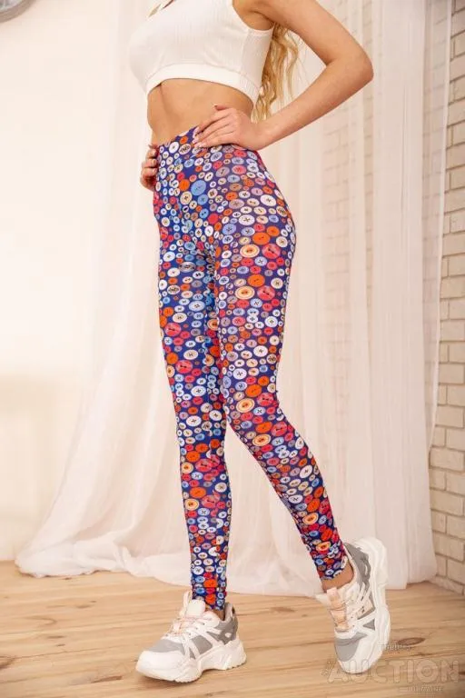 Лосины женские с утяжкой и принтом, цвет Синий, 172R12-2 З аукціону