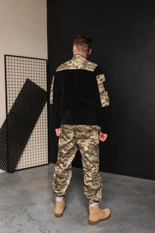 Купити Кофта флисовая мужская военная тактическая с липучками под шевроны ВСУ (ЗСУ) Пиксель 8035 56 размер