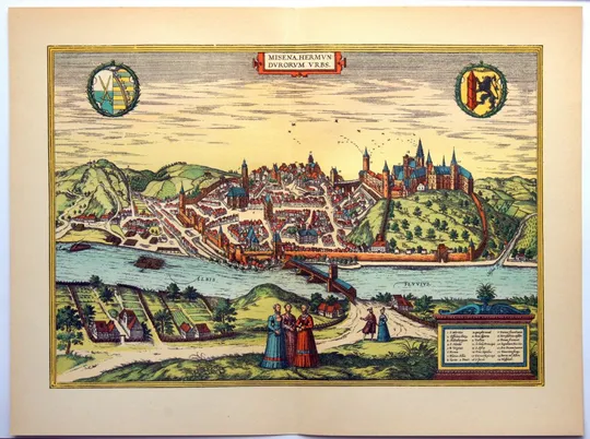 План карта Майсена 1570 р. копія 1938 р. Лейпциг Fv8.9 Ціна