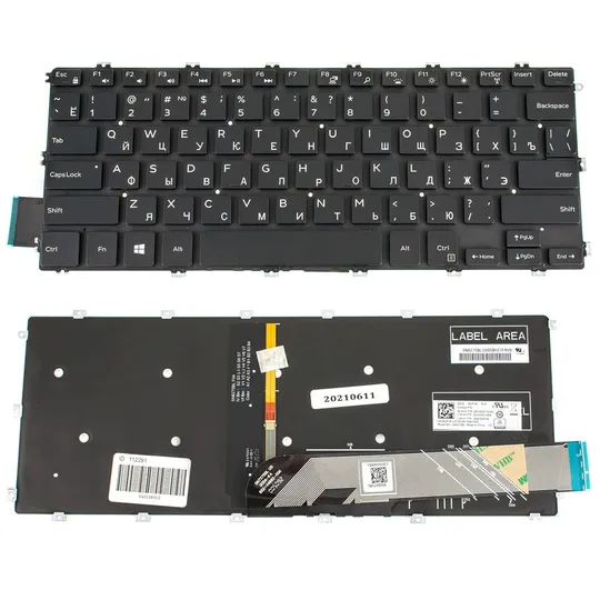 Клавіатура для ноутбука DELL (Inspiron: 5480, 5488, 5481, 5482) rus, black, без фрейма, підсвічування клавіш(оригінал) Ціна