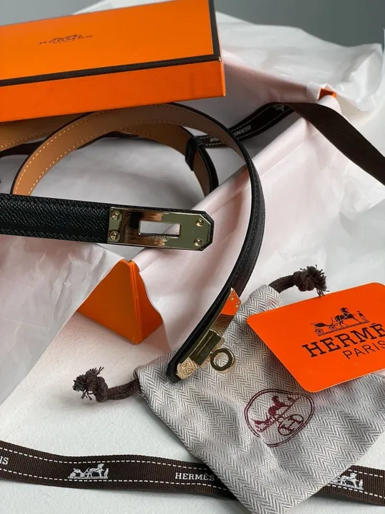 Ремінець жіночий Hermes Kelly 18 Belt Black Leather  66139 в Україні