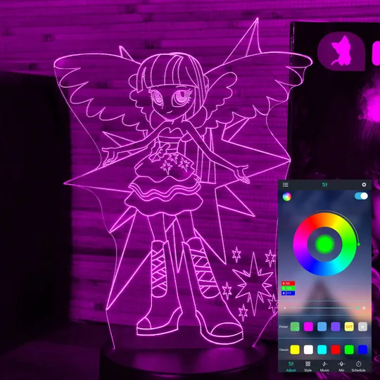 Акриловий світильник-нічник керування з телефона Дівчата Еквестрії tty-n000967 Ціна