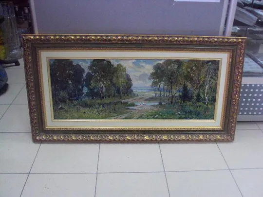 картина В. Севец пейзаж в ажурной раме. картон, масло 82 х 31 см, с рамой 105 х 54 см №1365 (№189) Ціна