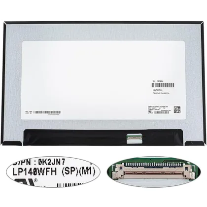 фото, Матриця 14.0 LP140WFH-SPM1 (1920*1080, 30pin(eDP), LED, SLIM(без дод. панелі), матова, роз'єм праворуч знизу, th=4.2mm) для