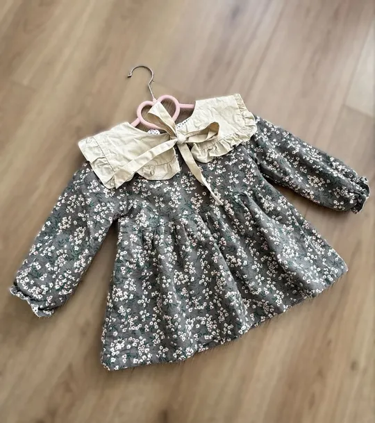 Нарядна сукня для дівчинки на осінь, тепла, приглушеного зеленого кольору, 2-3 роки Ціна