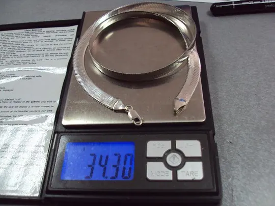 Цепочка змейка серебро 925 проба украина вес 34,3 г длина 51,3 см №10455 Характеристики