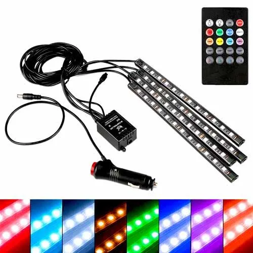 Декоративная RGB LED подсветка салона авто, цветомузыка, ДУ, 12В Ціна