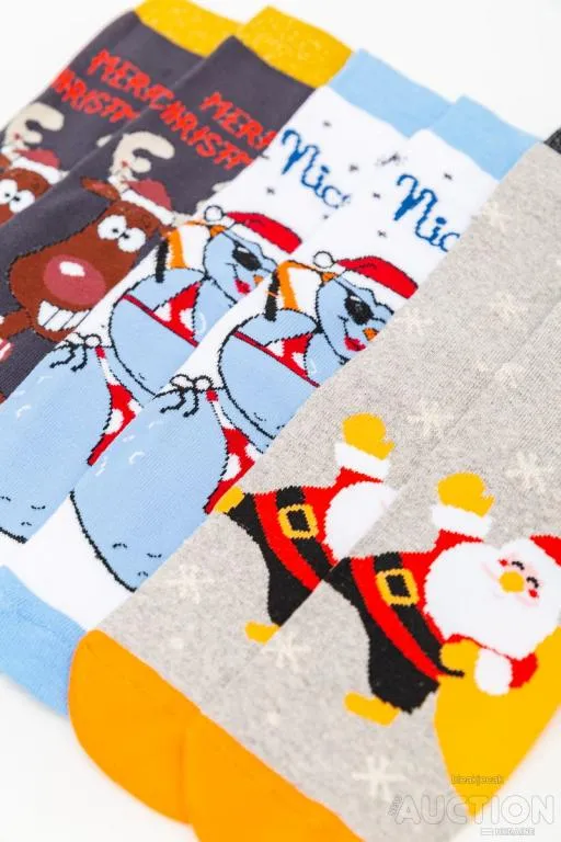 Купити Комплект женских носков новогодних  3 пары, цвет бежевый,белый,темно-серый, 151R261