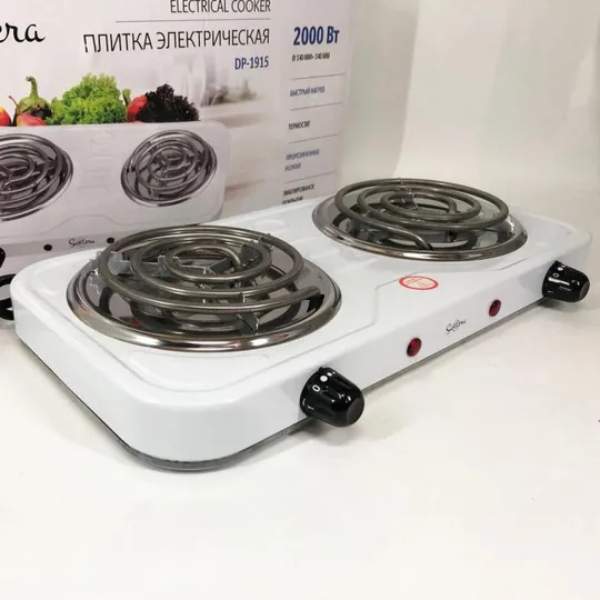 Плита электрическая Suntera DP-1915, мощная настольная электроплита, плита бытовая. Цвет: белый Де купити