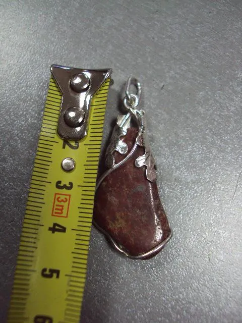 Подвеска кулон яшма дубовые листья листочки авторская работа серебро 925 проба Украина 6,8 г №11900 Характеристики