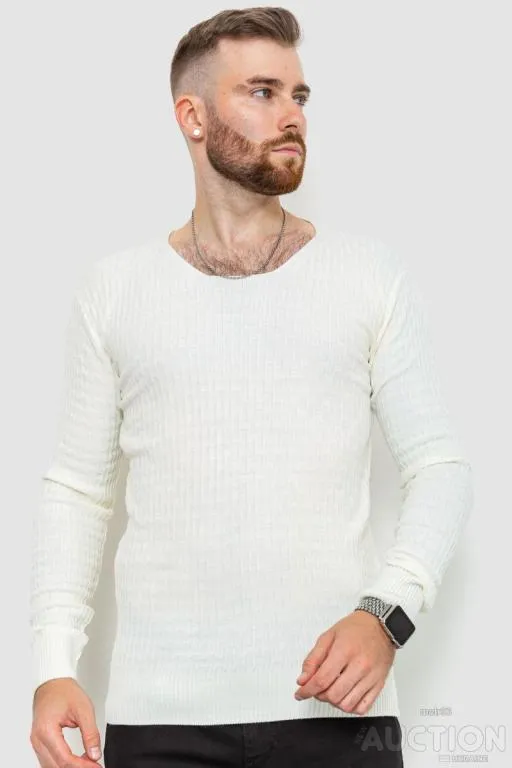 Свитер мужской однотонный, цвет молочный, 235R1394 Ціна