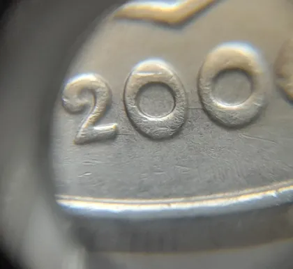 фото, (5927) 25 копійок 2006 розколи у році карбування на аверсі (25 копеек 2006 брак)