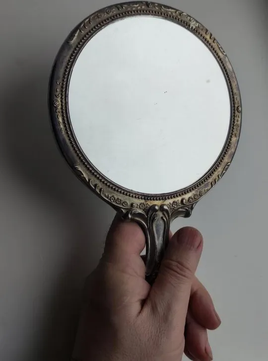 Большое антикварное ручное зеркало 1910-1920-е годы Mr582 Недорого