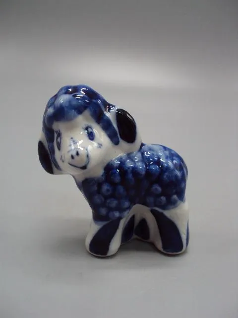 Фигура фарфор статуэтка миниатюра Гжель барашек баранчик высота 5,4 см №13695 Ціна