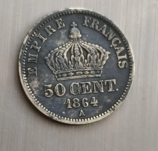 Редкая монета 50 сантимов 1864 года Серебро Наполеон Третий  mpv814 Ціна