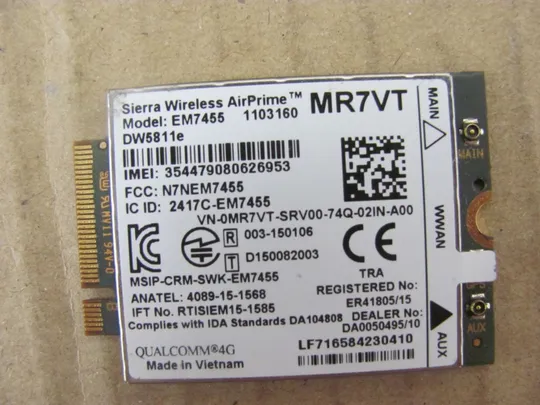 номер0170-46 Модем 4G 0MR7VT  EM7455 для Dell Latitude E5480 5480 PRECISION 7710 7720 оригінал З аукціону
