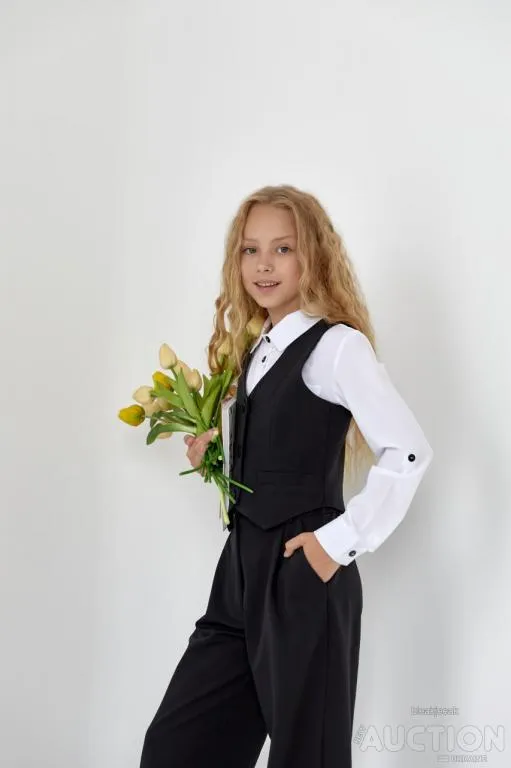 Купити Костюм для дівчинки двійка жилетка і палаццо колір чорний