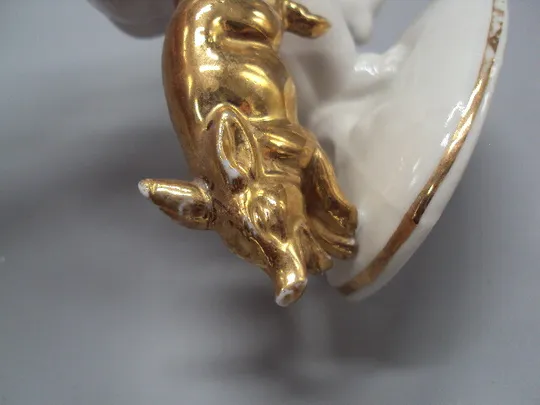 Фигура фарфор статуэтка Германия путти мальчик с поросятами ребенок и поросята высота 13,5 см №15461 Недорого