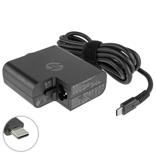 Купити Оригінальний блок живлення для ноутбука HP TYPE-C 65W, квадратный, black (з кабелем !)