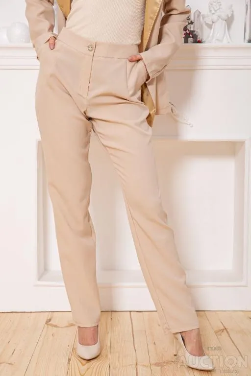 Женский костюм брюки + пиджак, бежевого цвета, 104R1285 Де купити