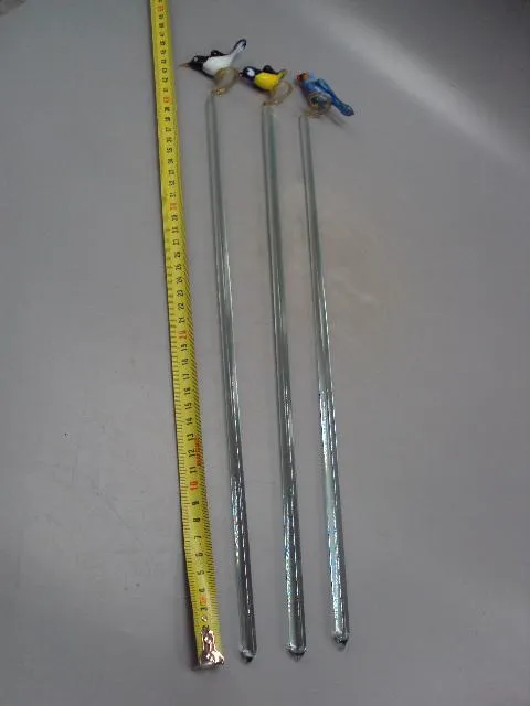 Купити Интерьерные птички попугай, синичка и сорока на палочках стекло в вазу лот 3 шт 47 см и 45 см №13996