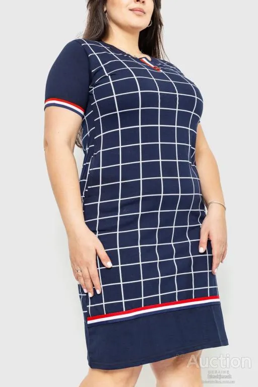 Платье в клетку повседневное, цвет темно-синий, 231R6234 З аукціону