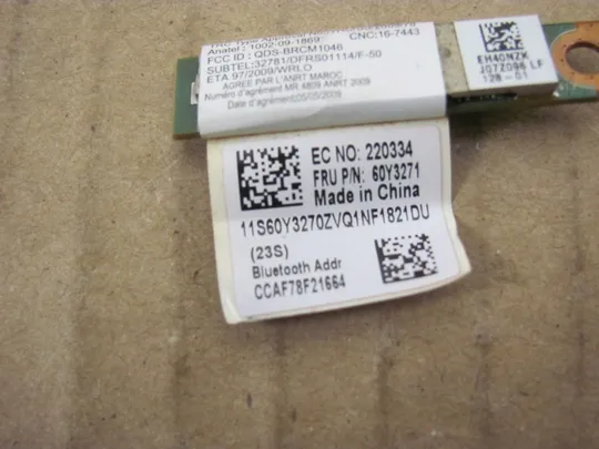 номер0238-30 Адаптер bluetooth 60Y3271 для Lenovo Thinkpad X220 T510, SL410 E520  оригінал З аукціону