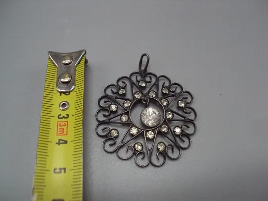 Купити Кулон подвеска круглая цветок цветочек серебро 875 проба ссср вес 5,69 г диаметр 4,2 см №15553