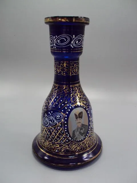 Колба для кальяна или ваза кобальт Иран король Шах Реза Пехлеви кобальтовое роспись 26 см №13660 Де купити