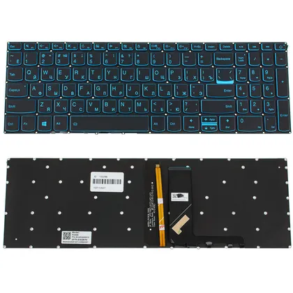 фото, Клавіатура для ноутбука LENOVO (IdeaPad: L340-15 series) rus, onyx black, без фрейму, підсвічування клавіш (DARK BLUE)  (ОРИГИНАЛ)