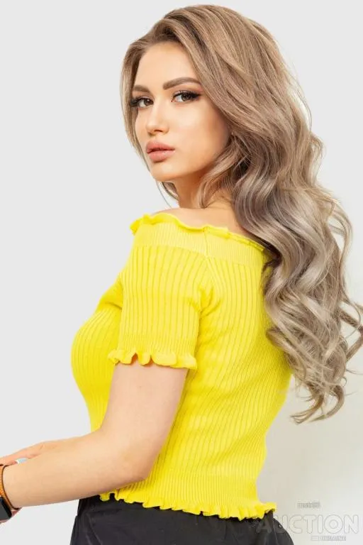 Топ женский нарядный в рубчик, цвет желтый, 204R020 Продаж