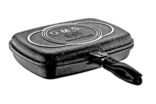 Сковорода гриль двухсторонняя OMS 3215-blaСk 36х26х9 см черная Ціна