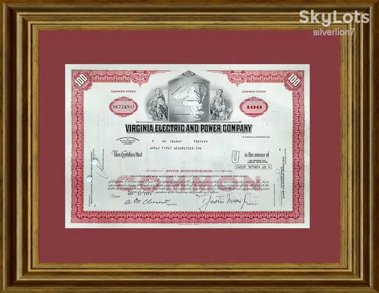 Акція Сертифікат на 100 Акцій Virginia Electric &amp; Power Company 1974 США Mt 05 З аукціону