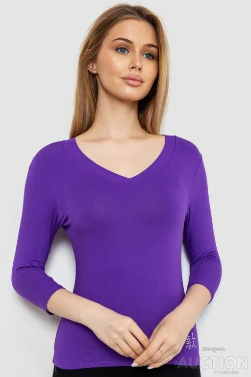 Женский лонгслив укороченный с рукавом 3/4, цвет фиолетовый, 186R508 Ціна