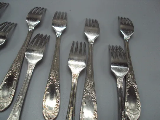 Столовые приборы вилки нерж узор нержавейка длина 21 см и десертная вилка 18,6 см лот 12 шт №18640в Характеристики