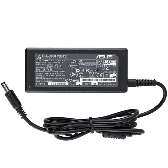 Блок живлення для ноутбука ASUS 19V, 3.42A, 65W, 5.5*2.5мм, L-подібний роз'єм з перехідником, black З аукціону