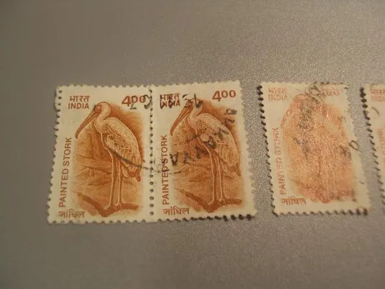 марки Индия 2001 животные птицы нарисованая цапля аист лот 5 шт гаш №1737 З аукціону