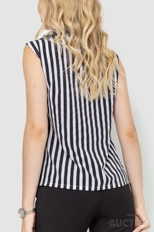 Блуза без рукавов в полоску, цвет черно-белый, 102R068-1 Продаж