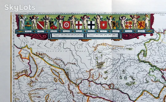 Старовинна мапа карта Ріка Рейн на папері верже 1663 Willem Blaeu Продаж