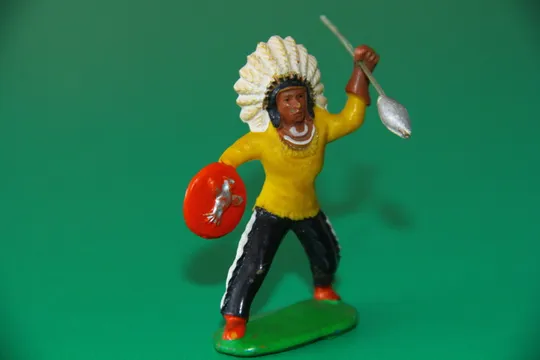 індіанець із списом ГДР № 084 ТАРХОРОН Фріхольд Фішер М`ЯКА ЖОВТА РЕЗИНА рання фігурка Ціна