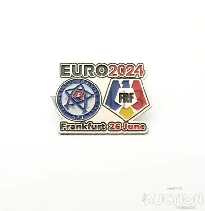 фото, футбол ЕВРО 2024  матчевый значок  Словакия - Румыния.