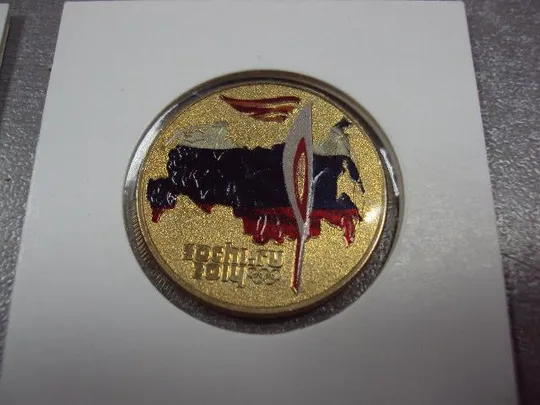 монета  россия 25 рублей 2013 2014 зимние олимпийские игры в сочи 2014 года цветные №10000 Продаж