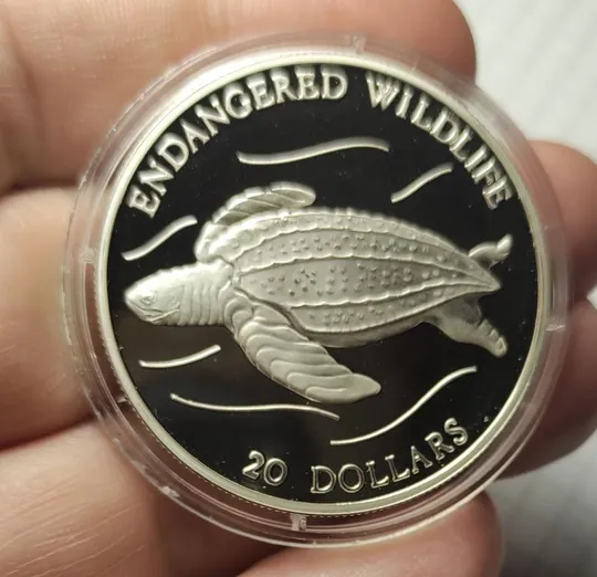 20 долларов 1993 года монета серебро Черепаха 1 унция Тувалу Елизавета Вторая vk481 Інтернет-аукціон