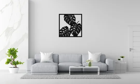 Панно декоративне картина на стіну Листя в рамі LED 16 кольорів телефон 400x400 acr-p000024 Ціна