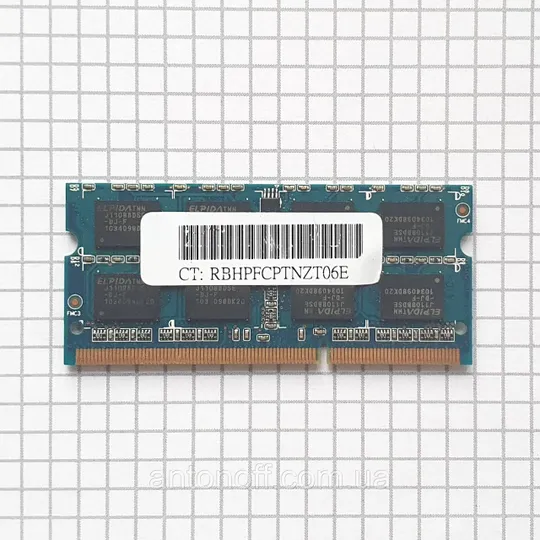 Купити Модуль пам&#039;яті Elpida 2GB 2RX8 PC3-10600S-9 (DDR3) EBJ21UE8BDS1-DJ-F оригінал для ноутбука