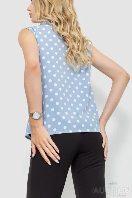 Блуза без рукавов в горох, цвет джинс, 102R068-2 Продаж