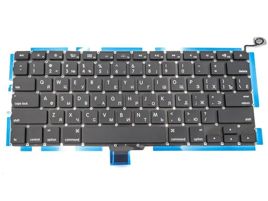 Клавиатура для APPLE MC374, MC700, MB466, MB467, MB990, MB991 (RU BLACK с подсветкой, Горизонтальны З аукціону